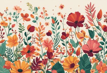 Set of decorative elegant floral wallpapers Collection of seamless vector repeat baroque patterns Vector repeat elements background with multicolor leaves and flowers Spring summer field of flowers