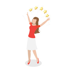 3D Isometric Flat  Conceptual Illustration of Happy Person, Positive Emotions