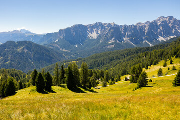View on sunny day of Italian Dolomites in northern Italy