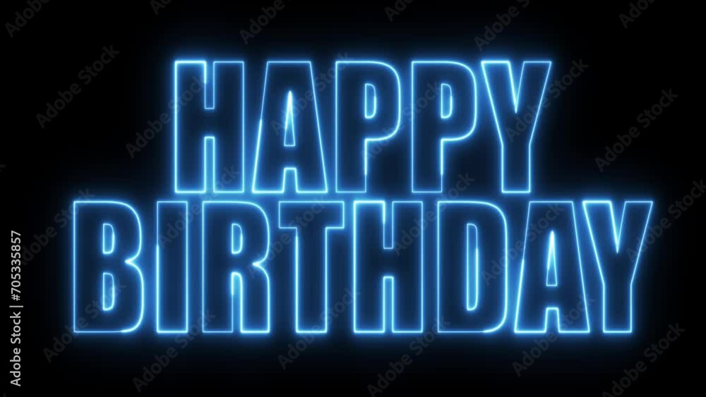 Poster happy birthday text font with light. luminous and shimmering haze inside the letters of the text hap
