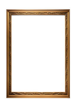 antique golden frame border frame isolated on transparent background