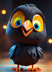 Naklejka premium cute baby crow with cute eyes