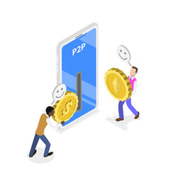 3D Isometric Flat  Conceptual Illustration of P2P, Peer to Peer Trading