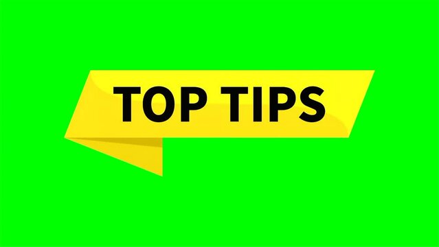 Top Tips Yellow Rectangle Ribbon Shape On Green Screen Background For Information Knowledge Announcement Social Media Business Marketing
