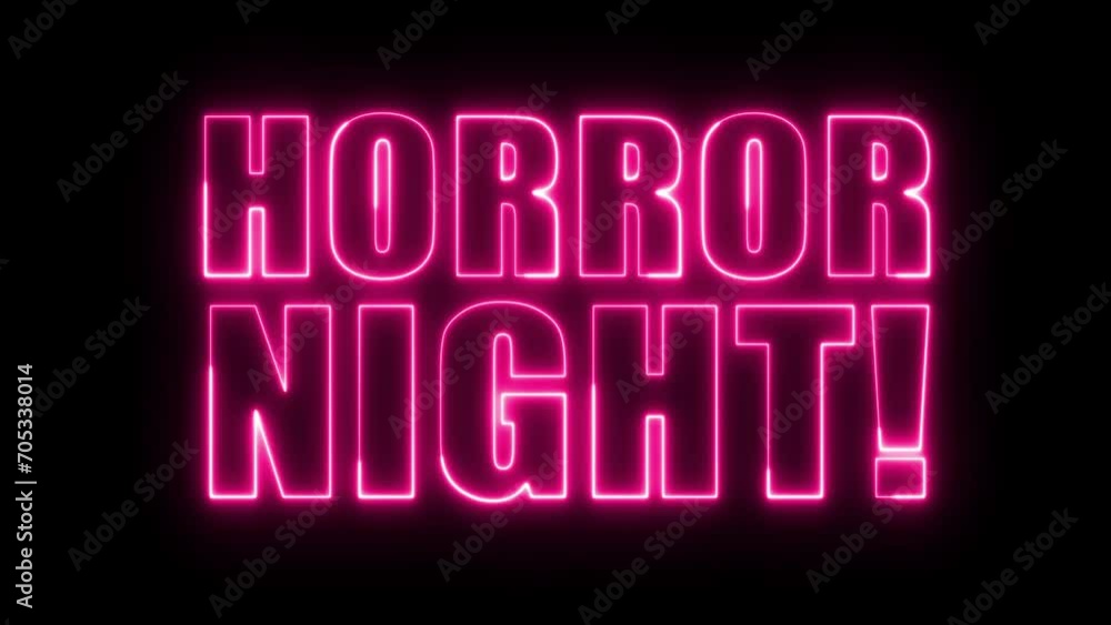 Poster horror night text font with light. luminous and shimmering haze inside the letters of the text horro
