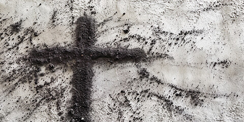 Catholic cross made of ashes - obrazy, fototapety, plakaty