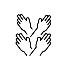 Raise hand outline icons, minimalist vector illustration ,simple transparent graphic element .Isolated on white background