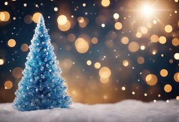 Naklejka premium Beautiful Abstract Christmas Tree Made Of Bokeh And Glittering Particles Elegant Blue Background Copy Space stock photoChristmas Backgrounds Christmas Tree Blue