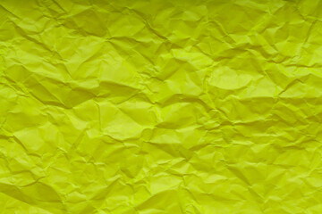 Background from Crumpled Yellow Green Paper, Textured Color Paper with Folds