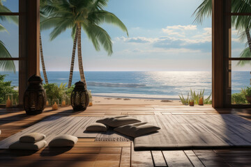 A coastal yoga retreat set against the backdrop of swaying palm trees and the gentle lull of ocean...