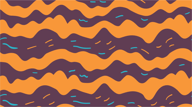 Curve multicolor wave stripes vector seamless pattern. Cute wavy stripes childish fabric print. Marine waves ripple doodle vector. Seamless pattern with a simple abstract drawing. © Yan