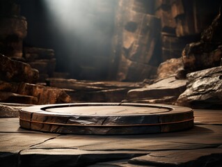 Dark stone podium for display product