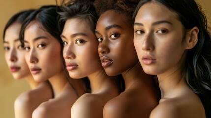 Fototapeta premium Diverse and beautiful group of multicultural women, friendship and unity