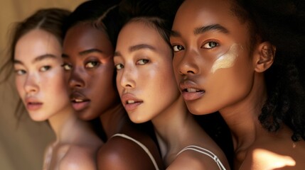 Obraz premium Diverse and beautiful group of multicultural women, friendship and unity