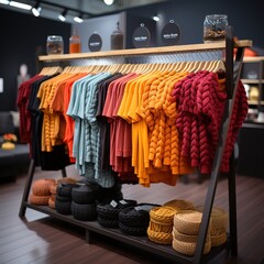 Colorful clothes displayed on a clothing rack in a store