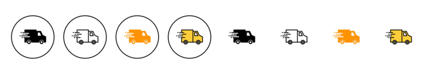 Delivery truck icon set vector. Delivery truck sign and symbol. Shipping fast delivery icon