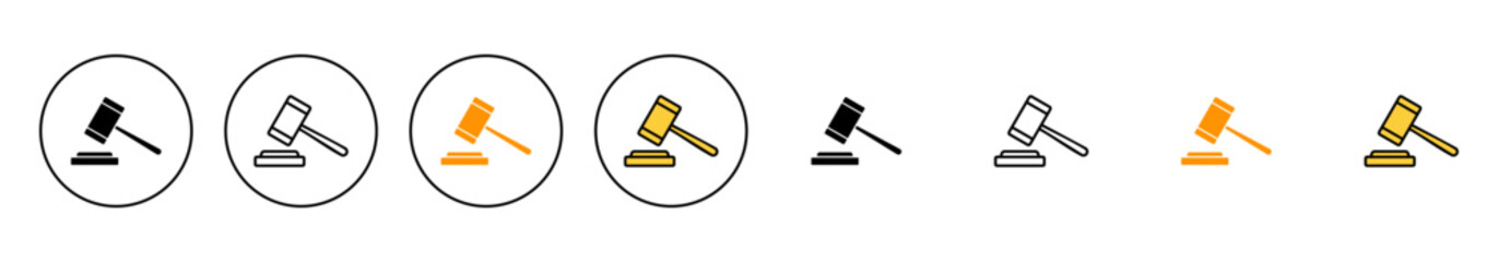 Gavel icon set vector. judge gavel sign and symbol. law icon. auction hammer