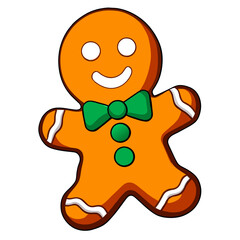Obraz premium Gingerbread man. New year cookies, sweets. Cute christmas gingerbread man in flat style isolated on white background. Christmas icon. Holiday winter symbols. Festive treats. Vector illustration. 