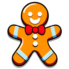 Gingerbread man. New year cookies, sweets. Cute christmas gingerbread man in flat style isolated on white background. Christmas icon. Holiday winter symbols. Festive treats. Vector illustration.	
