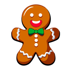 Obraz premium Gingerbread man. New year cookies, sweets. Cute christmas gingerbread man in flat style isolated on white background. Christmas icon. Holiday winter symbols. Festive treats. Vector illustration. 