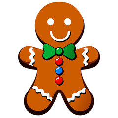 Gingerbread man. New year cookies, sweets. Cute christmas gingerbread man in flat style isolated on white background. Christmas icon. Holiday winter symbols. Festive treats. Vector illustration.	
