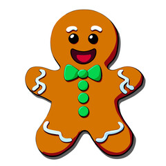 Gingerbread man. New year cookies, sweets. Cute christmas gingerbread man in flat style isolated on white background. Christmas icon. Holiday winter symbols. Festive treats. Vector illustration.	

