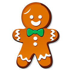 Gingerbread man. New year cookies, sweets. Cute christmas gingerbread man in flat style isolated on white background. Christmas icon. Holiday winter symbols. Festive treats. Vector illustration.	
