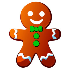 Gingerbread man. New year cookies, sweets. Cute christmas gingerbread man in flat style isolated on white background. Christmas icon. Holiday winter symbols. Festive treats. Vector illustration.	
