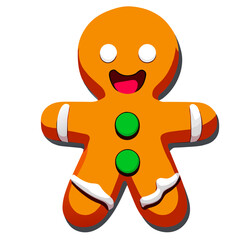 Gingerbread man. New year cookies, sweets. Cute christmas gingerbread man in flat style isolated on white background. Christmas icon. Holiday winter symbols. Festive treats. Vector illustration.	
