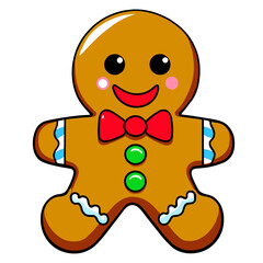 Gingerbread man. New year cookies, sweets. Cute christmas gingerbread man in flat style isolated on white background. Christmas icon. Holiday winter symbols. Festive treats. Vector illustration.	
