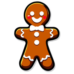 Obraz premium Gingerbread man. New year cookies, sweets. Cute christmas gingerbread man in flat style isolated on white background. Christmas icon. Holiday winter symbols. Festive treats. Vector illustration. 