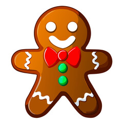 Gingerbread man. New year cookies, sweets. Cute christmas gingerbread man in flat style isolated on white background. Christmas icon. Holiday winter symbols. Festive treats. Vector illustration.	
