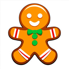 Gingerbread man. New year cookies, sweets. Cute christmas gingerbread man in flat style isolated on white background. Christmas icon. Holiday winter symbols. Festive treats. Vector illustration.	
