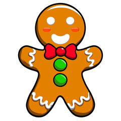 Gingerbread man. New year cookies, sweets. Cute christmas gingerbread man in flat style isolated on white background. Christmas icon. Holiday winter symbols. Festive treats. Vector illustration.	

