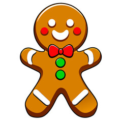 Gingerbread man. New year cookies, sweets. Cute christmas gingerbread man in flat style isolated on white background. Christmas icon. Holiday winter symbols. Festive treats. Vector illustration.	
