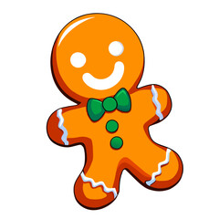 Gingerbread man. New year cookies, sweets. Cute christmas gingerbread man in flat style isolated on white background. Christmas icon. Holiday winter symbols. Festive treats. Vector illustration.	
