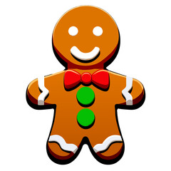 Gingerbread man. New year cookies, sweets. Cute christmas gingerbread man in flat style isolated on white background. Christmas icon. Holiday winter symbols. Festive treats. Vector illustration.	
