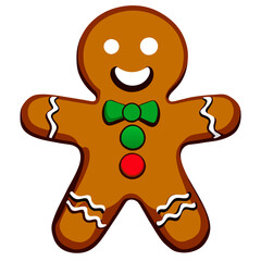 Gingerbread man. New year cookies, sweets. Cute christmas gingerbread man in flat style isolated on white background. Christmas icon. Holiday winter symbols. Festive treats. Vector illustration.	

