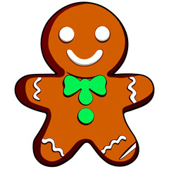 Gingerbread man. New year cookies, sweets. Cute christmas gingerbread man in flat style isolated on white background. Christmas icon. Holiday winter symbols. Festive treats. Vector illustration.	
