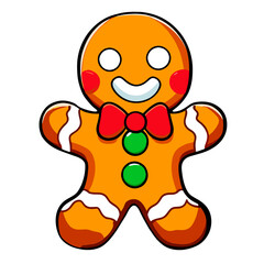 Gingerbread man. New year cookies, sweets. Cute christmas gingerbread man in flat style isolated on white background. Christmas icon. Holiday winter symbols. Festive treats. Vector illustration.	
