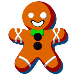 Gingerbread man. New year cookies, sweets. Cute christmas gingerbread man in flat style isolated on white background. Christmas icon. Holiday winter symbols. Festive treats. Vector illustration
