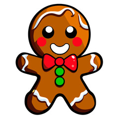 Gingerbread man. New year cookies, sweets. Cute christmas gingerbread man in flat style isolated on white background. Christmas icon. Holiday winter symbols. Festive treats. Vector illustration