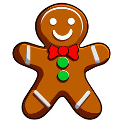 Gingerbread man. New year cookies, sweets. Cute christmas gingerbread man in flat style isolated on white background. Christmas icon. Holiday winter symbols. Festive treats. Vector illustration