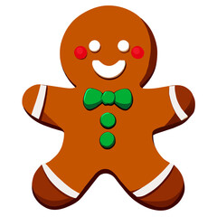 Gingerbread man. New year cookies, sweets. Cute christmas gingerbread man in flat style isolated on white background. Christmas icon. Holiday winter symbols. Festive treats. Vector illustration