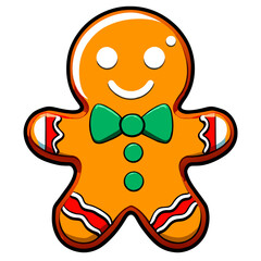 Gingerbread man. New year cookies, sweets. Cute christmas gingerbread man in flat style isolated on white background. Christmas icon. Holiday winter symbols. Festive treats. Vector illustration
