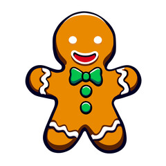 Gingerbread man. New year cookies, sweets. Cute christmas gingerbread man in flat style isolated on white background. Christmas icon. Holiday winter symbols. Festive treats. Vector illustration
