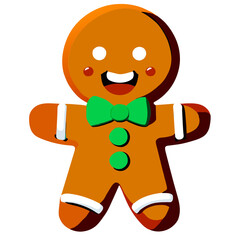 Gingerbread man. New year cookies, sweets. Cute christmas gingerbread man in flat style isolated on white background. Christmas icon. Holiday winter symbols. Festive treats. Vector illustration