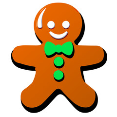 Gingerbread man. New year cookies, sweets. Cute christmas gingerbread man in flat style isolated on white background. Christmas icon. Holiday winter symbols. Festive treats. Vector illustration
