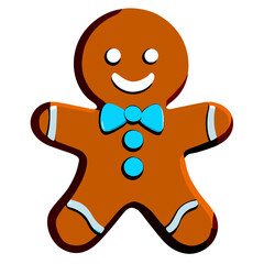Obraz premium Gingerbread man. New year cookies, sweets. Cute christmas gingerbread man in flat style isolated on white background. Christmas icon. Holiday winter symbols. Festive treats. Vector illustration