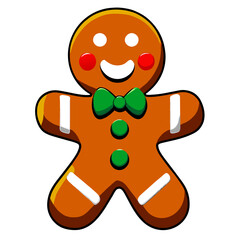 Gingerbread man. New year cookies, sweets. Cute christmas gingerbread man in flat style isolated on white background. Christmas icon. Holiday winter symbols. Festive treats. Vector illustration